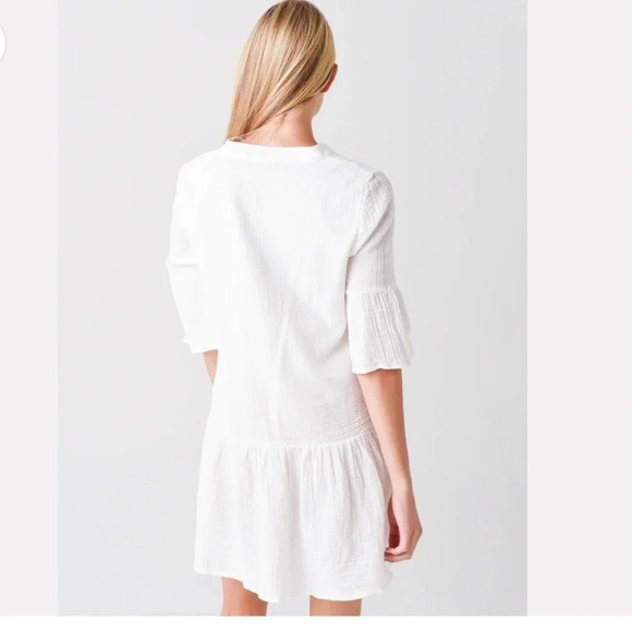 Monrow Easy dress size xs excellent condition 100% cotton white bell sleeves - Picture 2 of 8